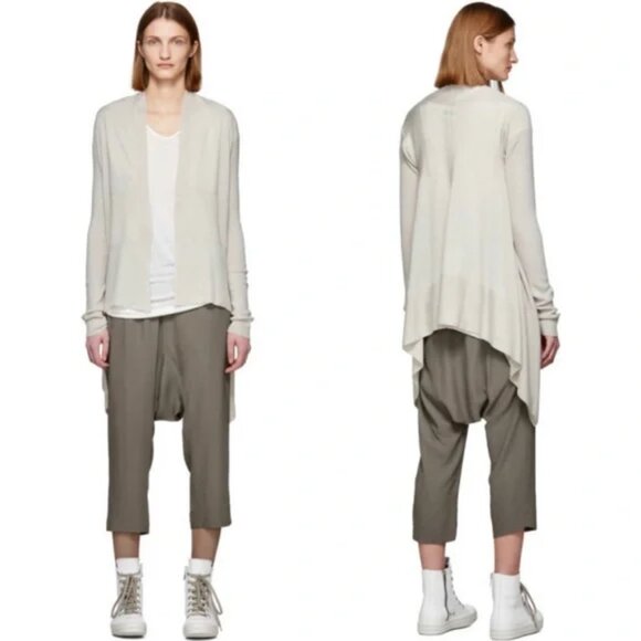 RICK OWENS Babel ss19 Virgin Wool Wrap Cardigan Rasato-Knit size L - Picture 16 of 16